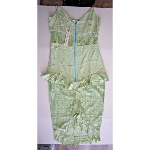 For Love & Lemons Women's Sz M Light Green Lovebird Lace Midi Dress - Picture 9 of 13
